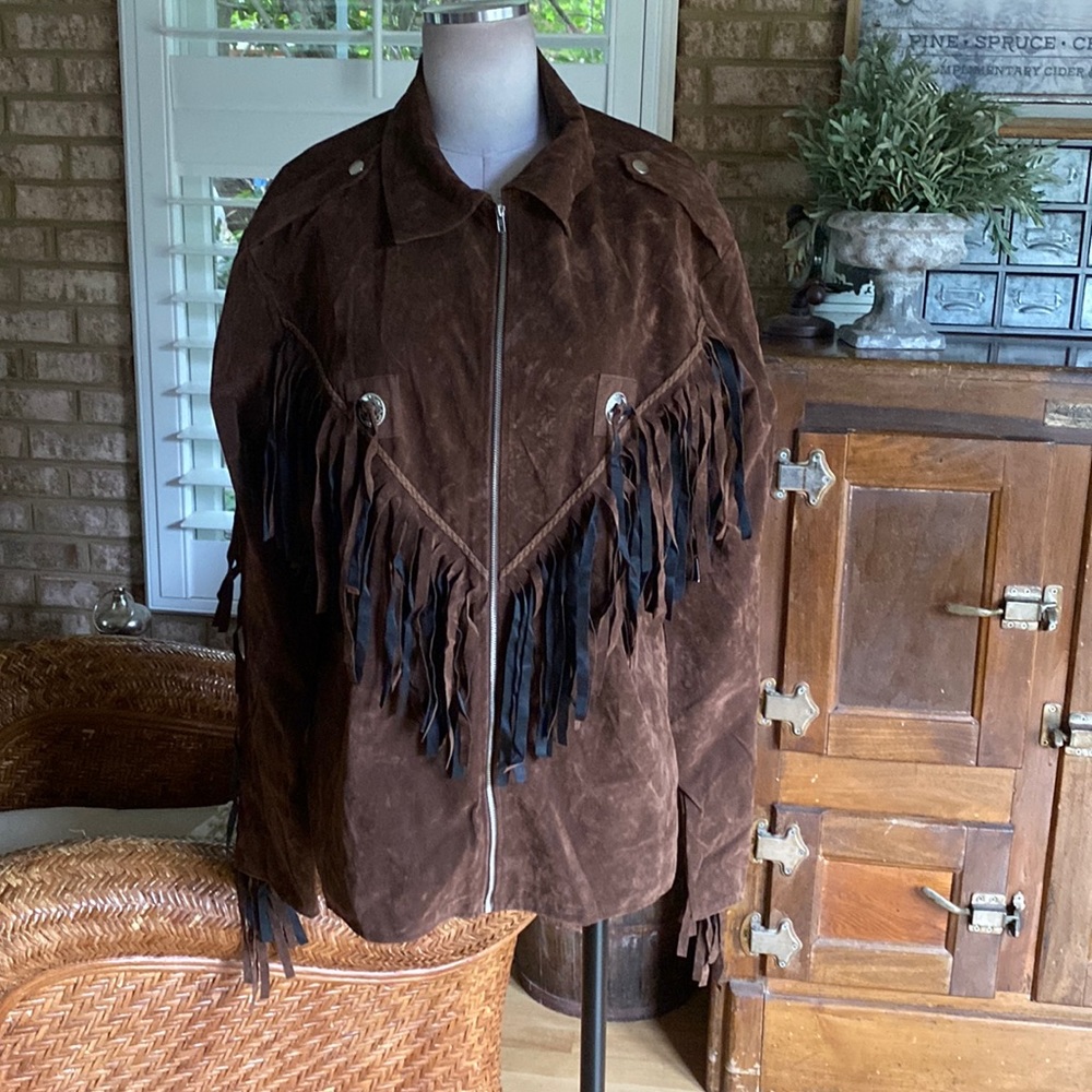 Modern Hero western leather look lightweight brown jacket Adult Standard LARGE *